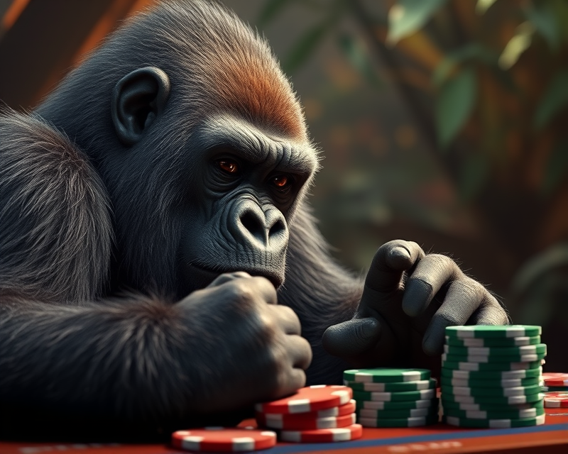 poker chip, gorilla